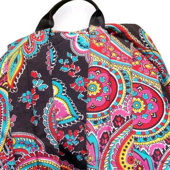 VERA BRADLEY Campus Backpack PETAL Paisley Black Pink Quilted Travel School - Picture 5 of 14